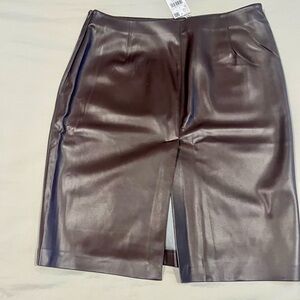 Mango Dark Brown Faux Leather Skirt